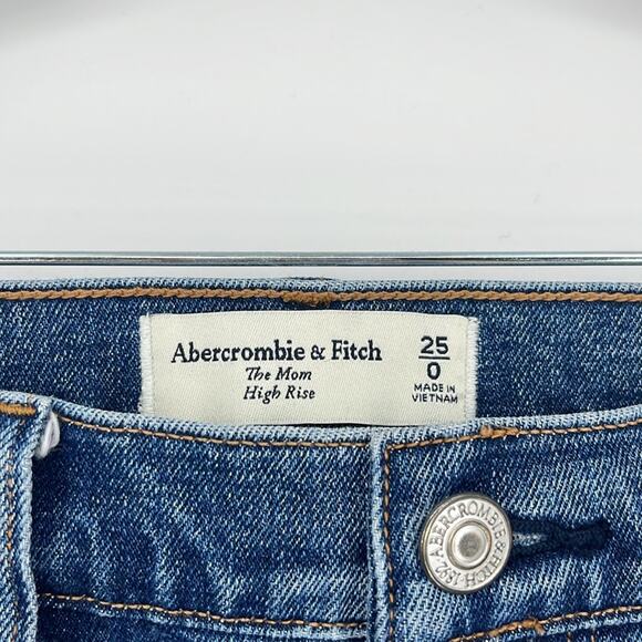 Abercrombie & Fitch The Mom High Rise Straight Jeans 25/0 XS Medium Wash - Picture 7 of 10